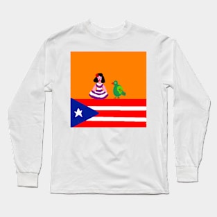 Sporty Puerto Rico Design on White Background Long Sleeve T-Shirt